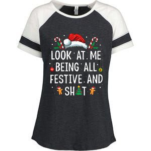 Look At Me Being All Festive And Funny Christmas Enza Ladies Jersey Colorblock Tee