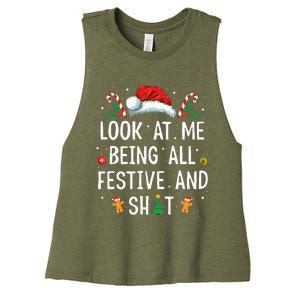 Look At Me Being All Festive And Funny Christmas Women's Racerback Cropped Tank