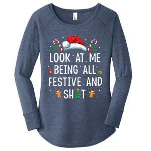 Look At Me Being All Festive And Funny Christmas Women's Perfect Tri Tunic Long Sleeve Shirt