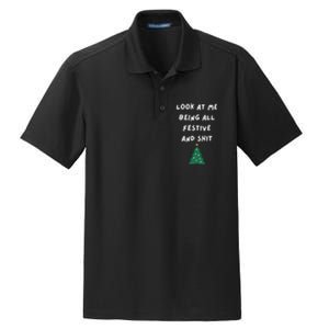 Look At Me Being All Festive Funny Christmas Dry Zone Grid Polo