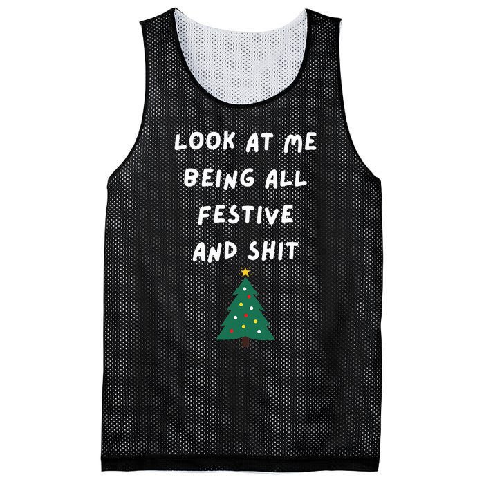 Look At Me Being All Festive Funny Christmas Mesh Reversible Basketball Jersey Tank