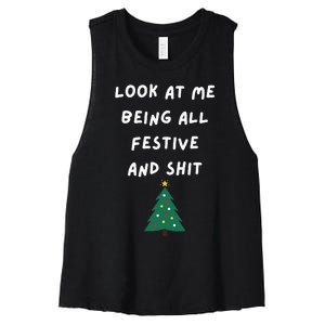 Look At Me Being All Festive Funny Christmas Women's Racerback Cropped Tank