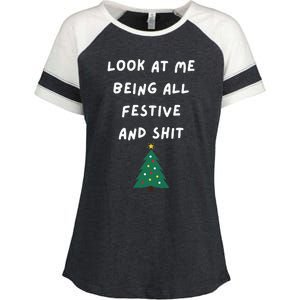 Look At Me Being All Festive Funny Christmas Enza Ladies Jersey Colorblock Tee