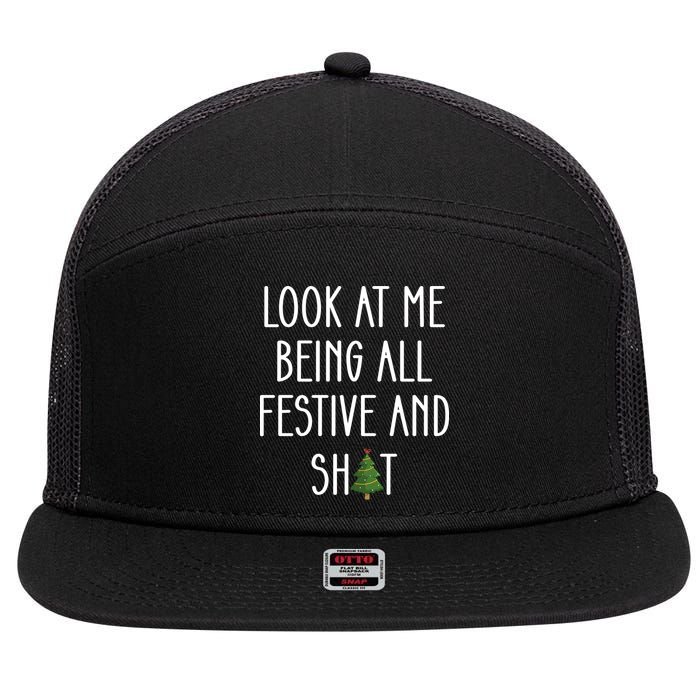 Look At Me Being All Festive And Shit 7 Panel Mesh Trucker Snapback Hat