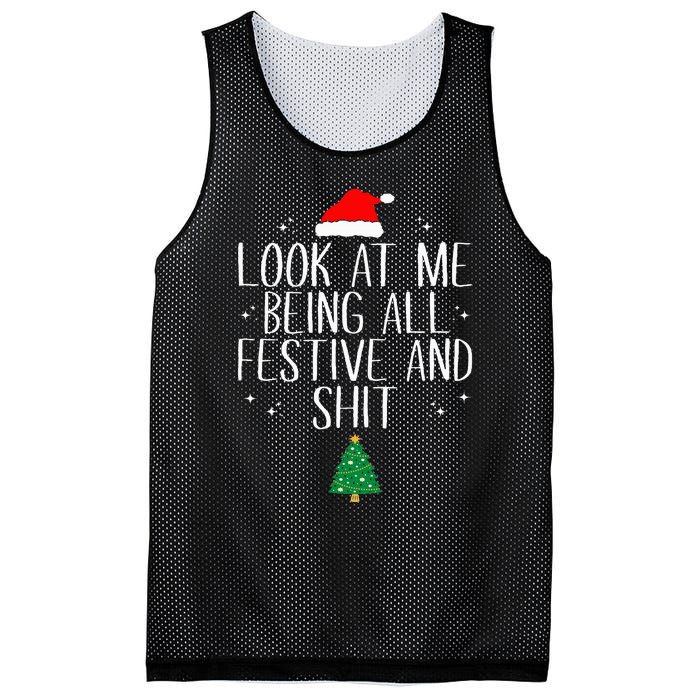 Look At Me Being All Festive and Shits Funny XmasChristmas Mesh Reversible Basketball Jersey Tank