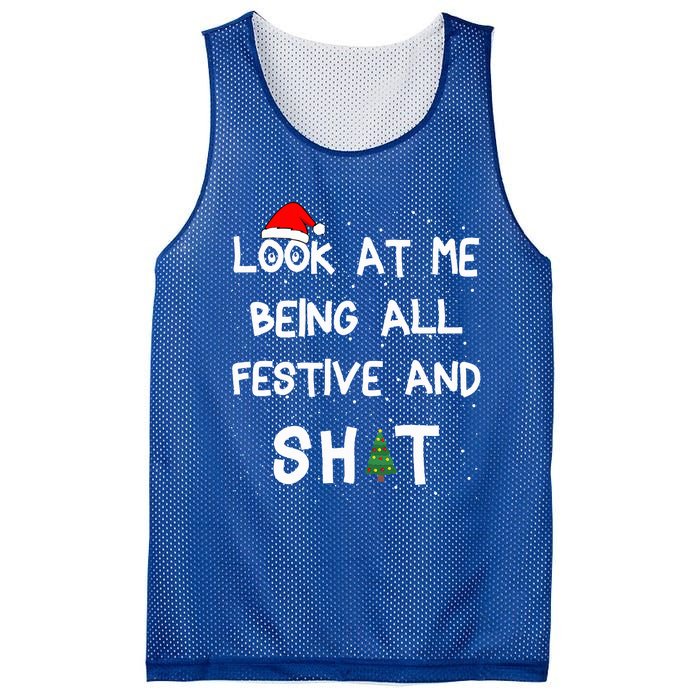 Look At Me Being All Festive Christmas Matching Family  Mesh Reversible Basketball Jersey Tank