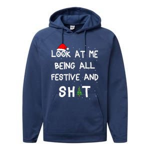 Look At Me Being All Festive Christmas Matching Family  Performance Fleece Hoodie