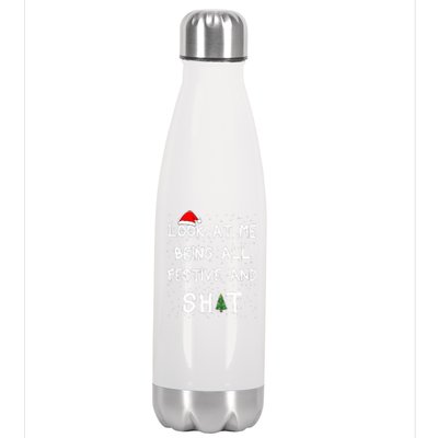 Look At Me Being All Festive Christmas Matching Family  Stainless Steel Insulated Water Bottle