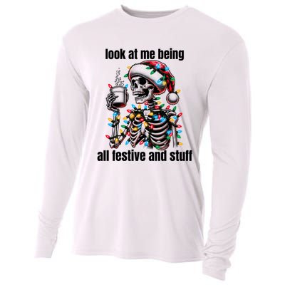 Look At Me Being All Festive And Stuff Humorous Xmas Funny Cooling Performance Long Sleeve Crew