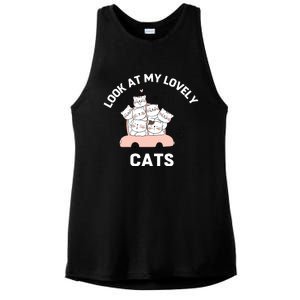 Look At My Lovely Cats ,Funny Siamese Cat Ladies PosiCharge Tri-Blend Wicking Tank