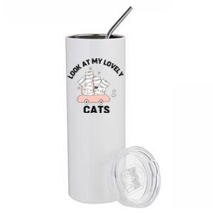 Look At My Lovely Cats ,Funny Siamese Cat Stainless Steel Tumbler