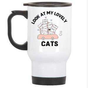 Look At My Lovely Cats ,Funny Siamese Cat Stainless Steel Travel Mug