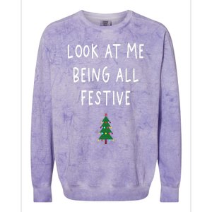 Look At Me Being All Festive Christmas Tree Graphic Xmas Colorblast Crewneck Sweatshirt