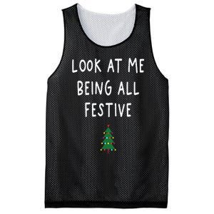 Look At Me Being All Festive Christmas Tree Graphic Xmas Mesh Reversible Basketball Jersey Tank