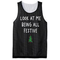 Look At Me Being All Festive Christmas Tree Graphic Xmas Mesh Reversible Basketball Jersey Tank