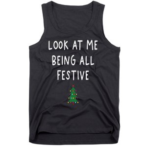 Look At Me Being All Festive Christmas Tree Graphic Xmas Tank Top