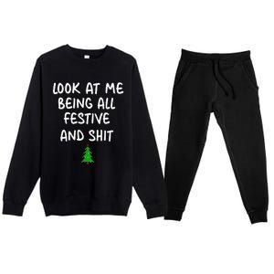 Look At Me Being All Festive Christmas Premium Crewneck Sweatsuit Set