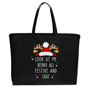 Look At Me Being All Festive And Shit Funny Christmas Tree Cotton Canvas Jumbo Tote