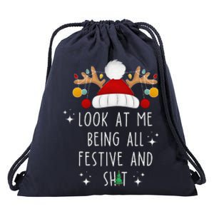 Look At Me Being All Festive And Shit Funny Christmas Tree Drawstring Bag