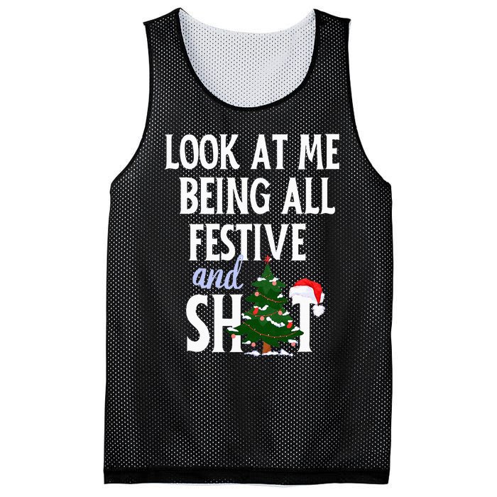 Look At Me Being All Festive And Shits Funny Sarcastic Xmas  Mesh Reversible Basketball Jersey Tank