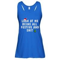 Look At Me Being All Festive And Shit Humorous Christmas  Ladies Essential Flowy Tank