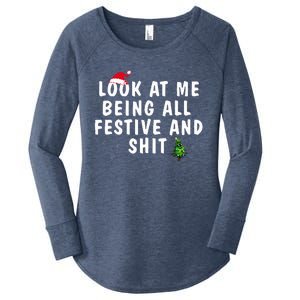 Look At Me Being All Festive And Shit Humorous Christmas  Women's Perfect Tri Tunic Long Sleeve Shirt