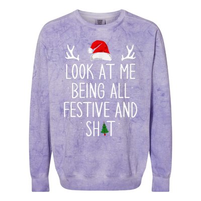 Look at Me Being All Festive Funny Christmas Colorblast Crewneck Sweatshirt