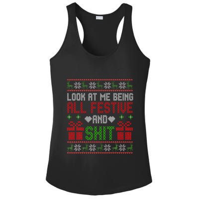  Look At Me Being All Festive And Shit Xmas Ladies PosiCharge Competitor Racerback Tank