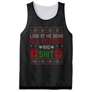  Look At Me Being All Festive And Shit Xmas Mesh Reversible Basketball Jersey Tank