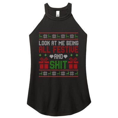  Look At Me Being All Festive And Shit Xmas Women's Perfect Tri Rocker Tank