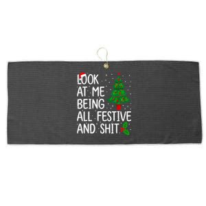 Look At Me Being All Festive And Shits Humorous Xmas Large Microfiber Waffle Golf Towel