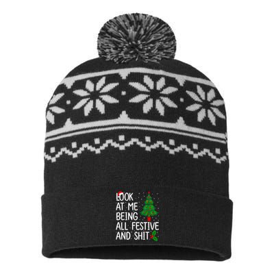 Look At Me Being All Festive And Shits Humorous Xmas USA-Made Snowflake Beanie