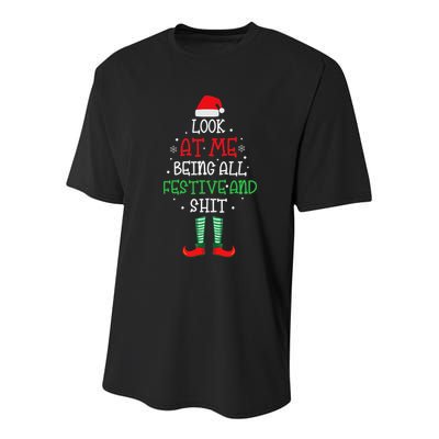 Look At Me Being All Festive And Shit Funny Youth Performance Sprint T-Shirt