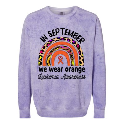 Leukemia Awareness Month Gift Rainbow We Wear Orange Meaningful Gift Colorblast Crewneck Sweatshirt