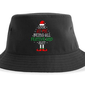 Look at Me Being All Festive and Shits Funny Christmas Santa Sustainable Bucket Hat