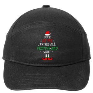 Look at Me Being All Festive and Shits Funny Christmas Santa 7-Panel Snapback Hat