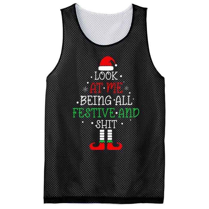 Look at Me Being All Festive and Shits Funny Christmas Santa Mesh Reversible Basketball Jersey Tank