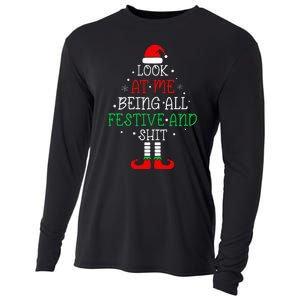 Look at Me Being All Festive and Shits Funny Christmas Santa Cooling Performance Long Sleeve Crew