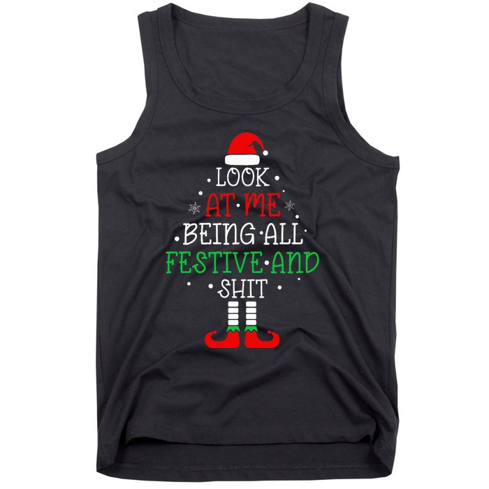 Look at Me Being All Festive and Shits Funny Christmas Santa Tank Top