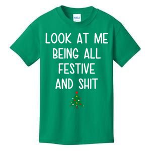 Look At Me Being All Festive And Shit Funny Christmas Tree Kids T-Shirt