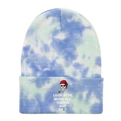 Look At Me Being All Festive And Shits Humorous Xmas 2024 Tie Dye 12in Knit Beanie