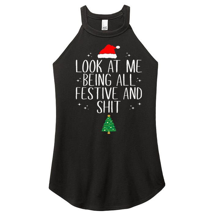 Look At Me Being All Festive And Shit Funny Christmas Women's Perfect Tri Rocker Tank