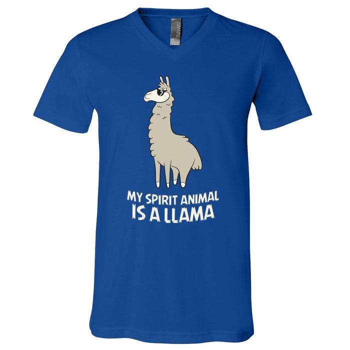 Llamas Are My Spirit Animals Alpaca Llama Funny Gift V-Neck T-Shirt