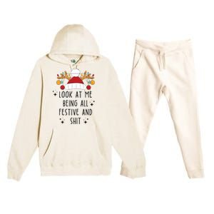 Look At Me Being All Festive Humor Christmas Premium Hooded Sweatsuit Set