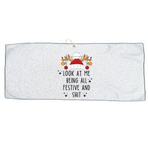 Look At Me Being All Festive Humor Christmas Large Microfiber Waffle Golf Towel