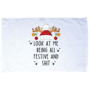 Look At Me Being All Festive Humor Christmas Microfiber Hand Towel