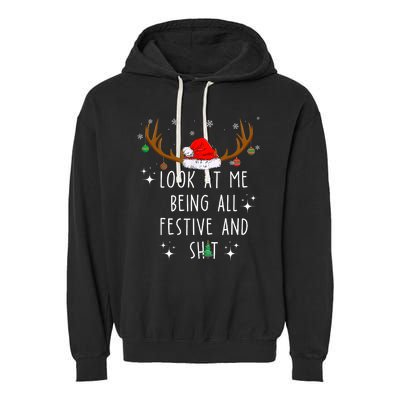 Look At Me Being All Festive And Shit Funny Christmas Tree Garment-Dyed Fleece Hoodie