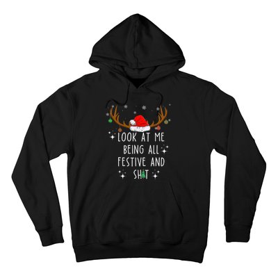 Look At Me Being All Festive And Shit Funny Christmas Tree Hoodie