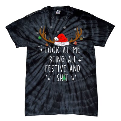 Look At Me Being All Festive And Shit Funny Christmas Tree Tie-Dye T-Shirt