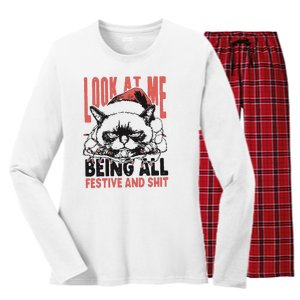 Look At Me Being All Festive And Shit Women's Long Sleeve Flannel Pajama Set 